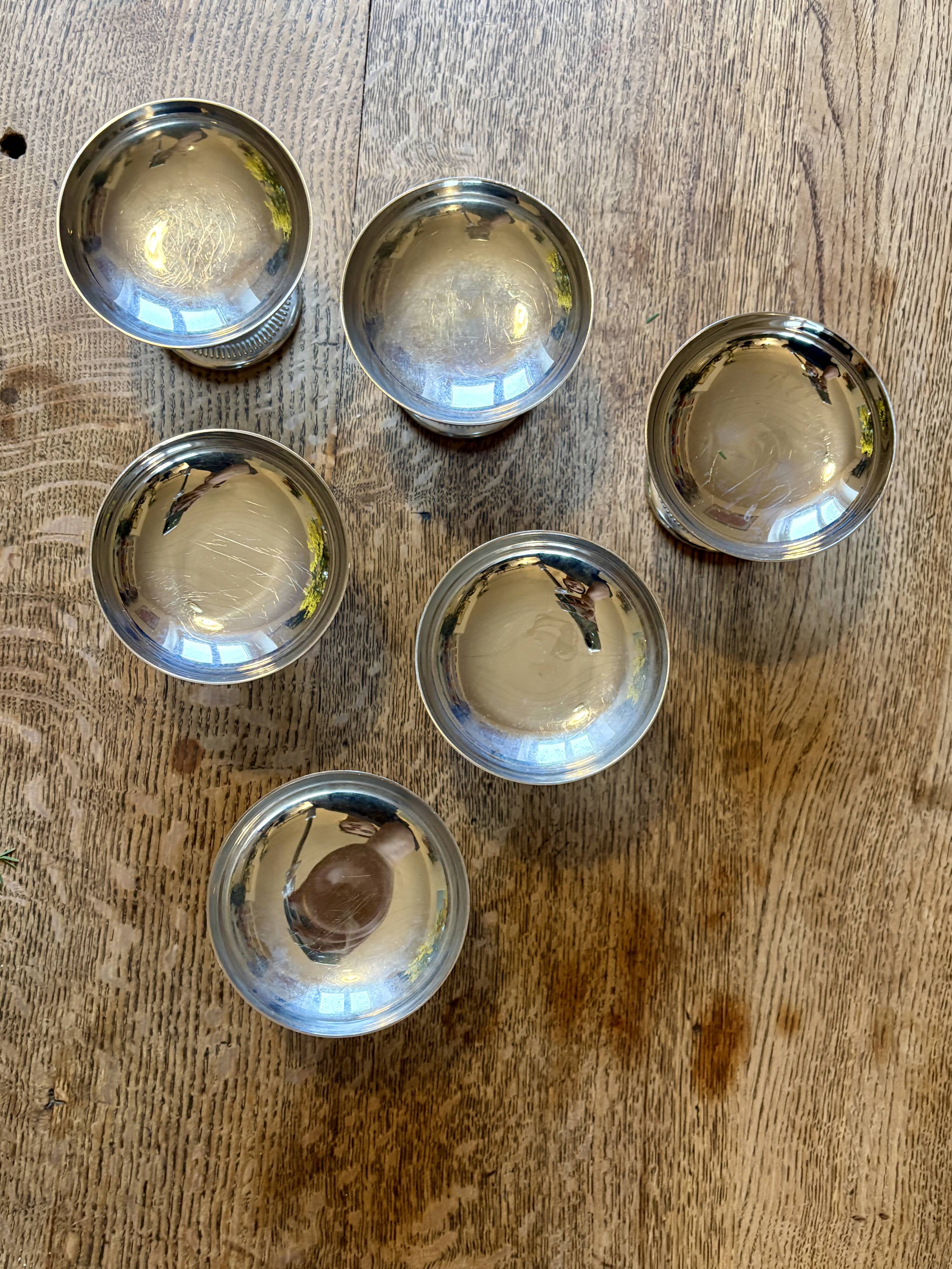 Lot de 6 coupes à dessert vintage en inox