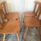 Set of 4 vintage bistro style chairs in beech circa 1960