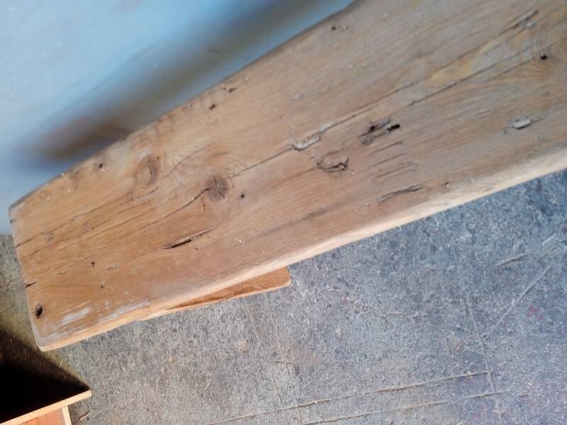 Bench 110 cm old solid wood with patina