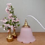Pendant light, vintage lampshade in pink frosted glass