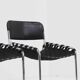 Set Vintage italian chairs black leather and chrome 1970s