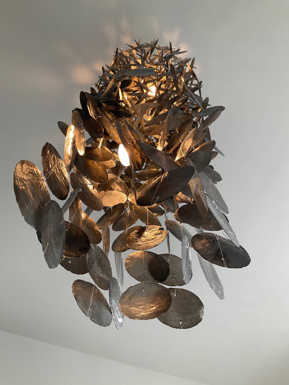 Vintage chandelier with mother-of-pearl pendants