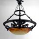 Wrought Iron and Glass Paste Pendant Light, Art Nouveau / Art Deco, Early 20th Century