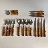 Bamboo cutlery set for 4 people, 60s