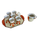 Vintage iridescent set of 6 egg cups, salt shaker, tray and pitchers