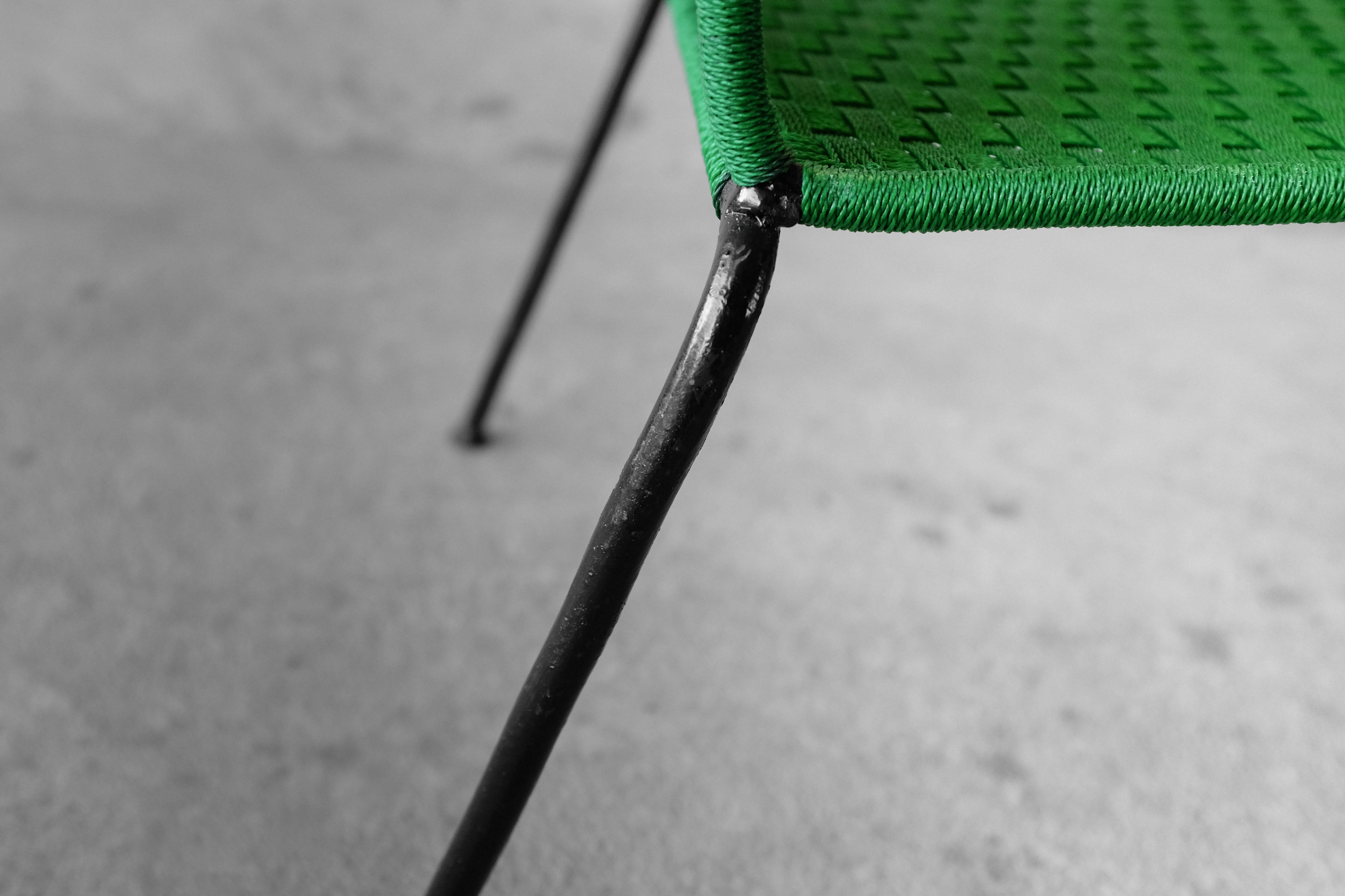 Armchair metal structure and green ropes 1960