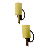 Pair of mid-century rattan wall sconces, Italy, 1960s