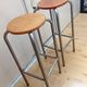 Pair of high wooden stools and metal industrial style 60/70