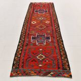 Burgundy & Red Vintage Runner Rug, 99x352Cm