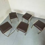 Tabouret italien moderne en acier et cuir marron par Antonio Citterio pour Flexf