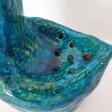 Brutalist Zoomorphic Bird Ceramic Flower Vase Signed NICOLE