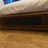 Handcrafted solid wood double bed and its superb headboard / bedside table