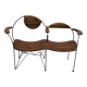 Contemporary double bench in wood and metal by Francis Veillerot (2004)