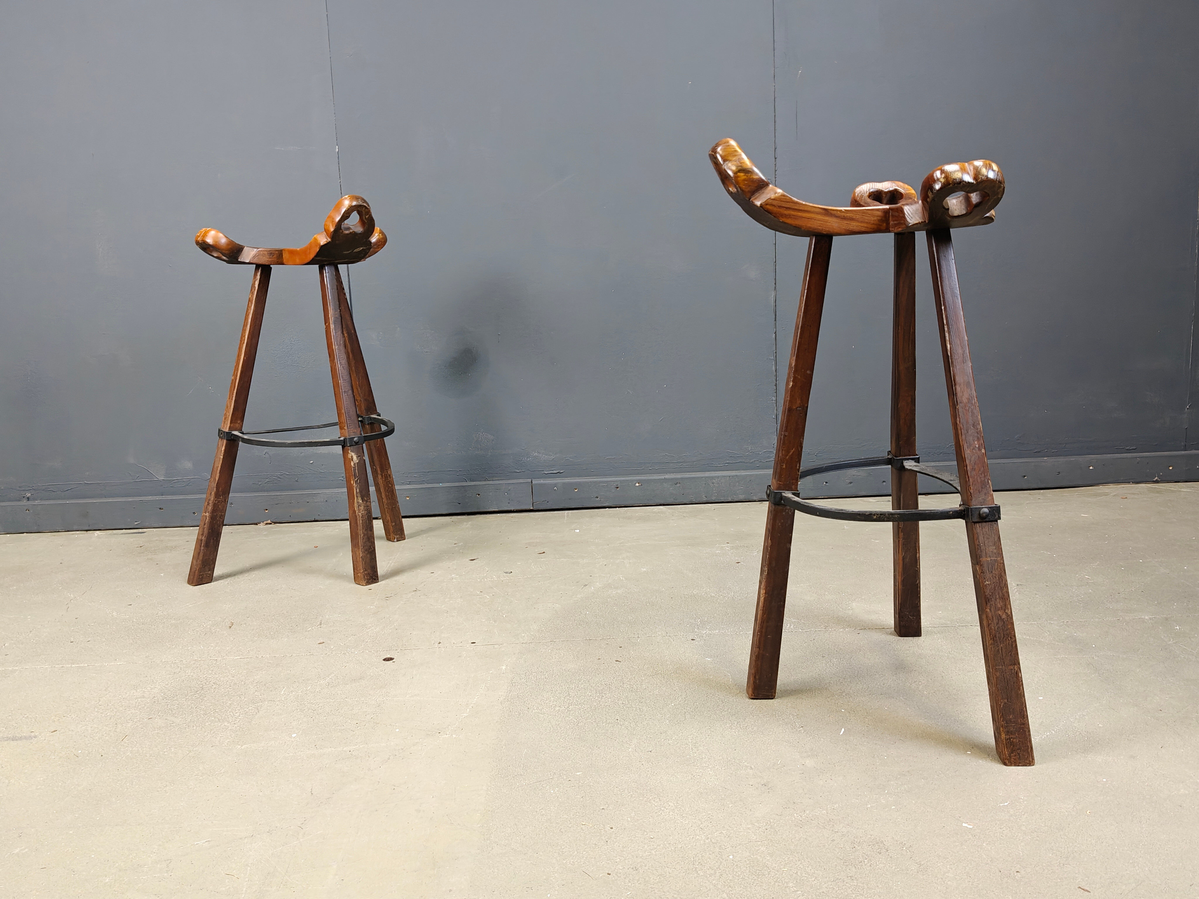 Mid-century brutalist bar stools - set of 8, 1960s