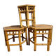 Vintage Boho Mid Century Bamboo Hexagonal Side Coffee Tables Flower Stools