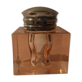 Encrier en cristal rose et bouchon métal