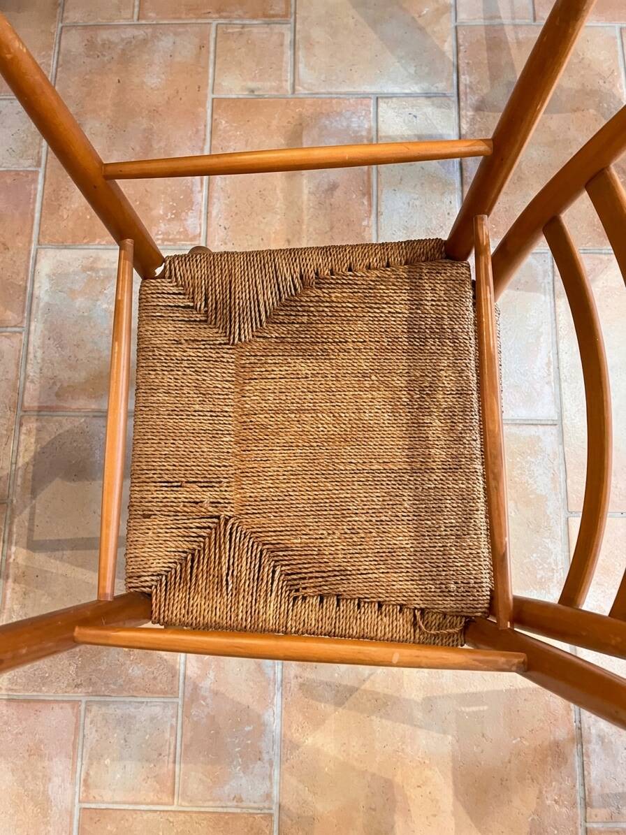 Set of 6 vintage Scandinavian chairs in paper cord – 1960s