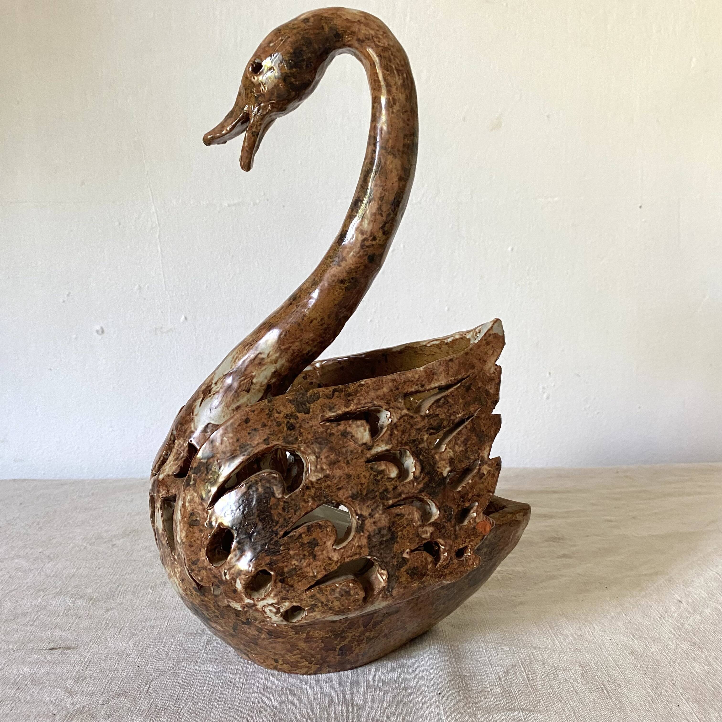 Lampe d'ambiance vintage cygne en grès