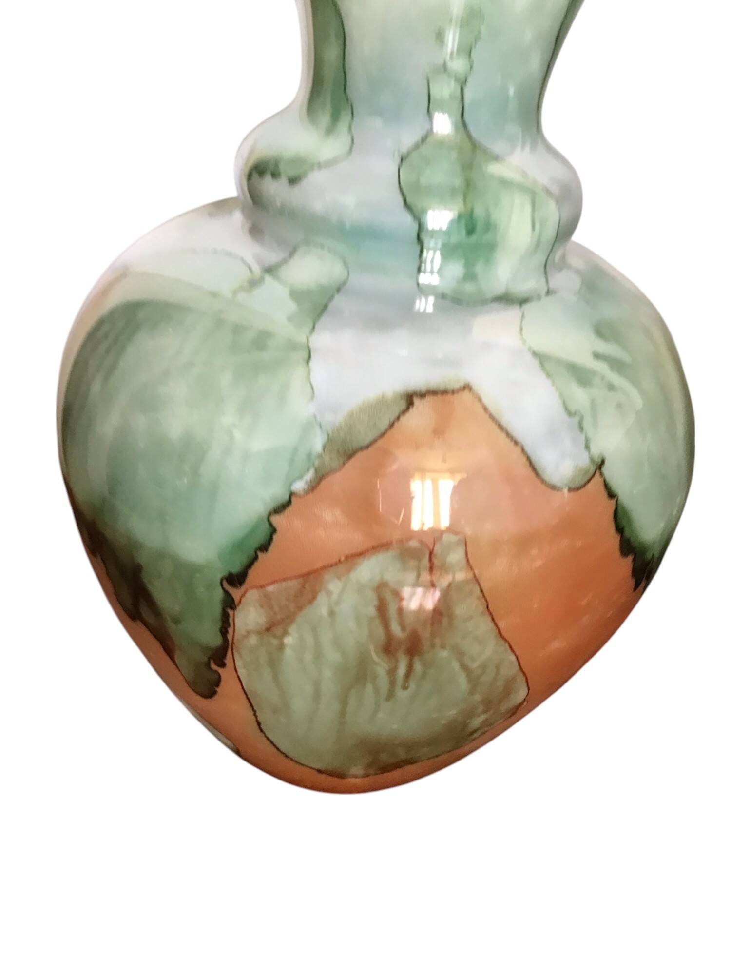 Vintage opaline vase with ruffled neck Stelvia Italy circa 1960