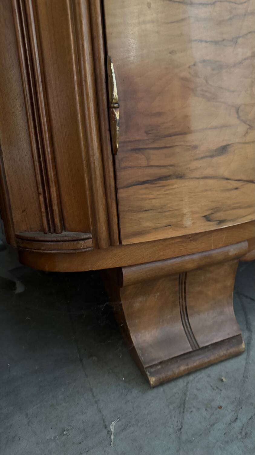 Art Deco style walnut mirrored wardrobe