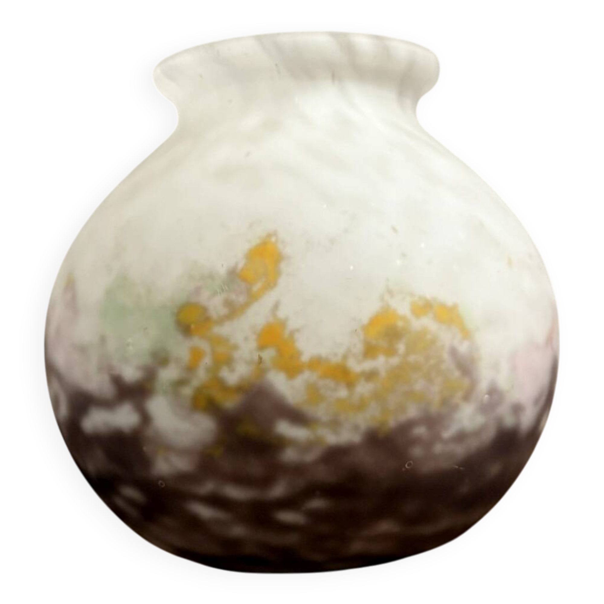 After Muller: marbled glass ball vase, Art Deco period, circa 1930