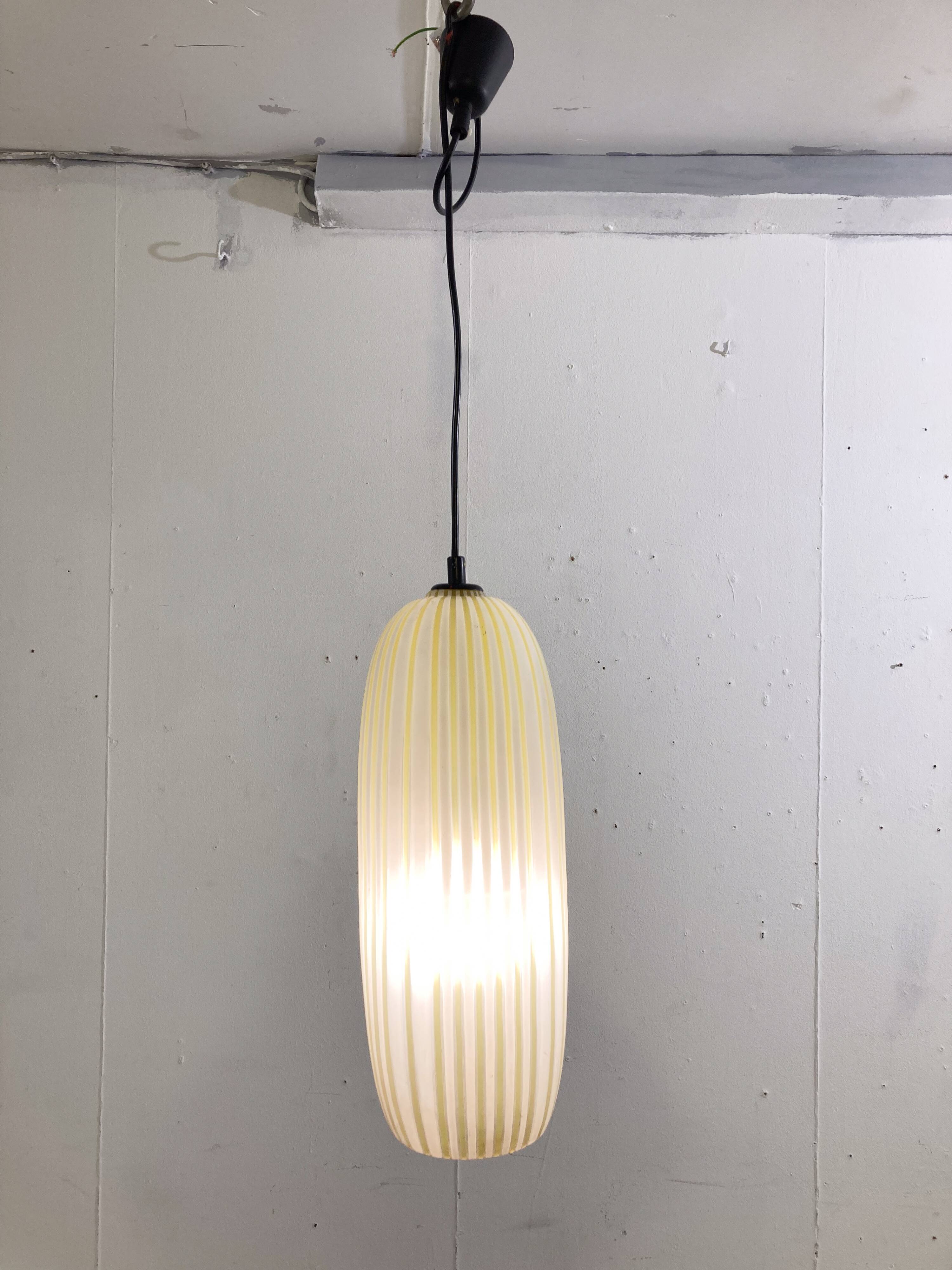 Mid-Century Modern Yellow Glass Pendant Lamp, Italy, 1960s