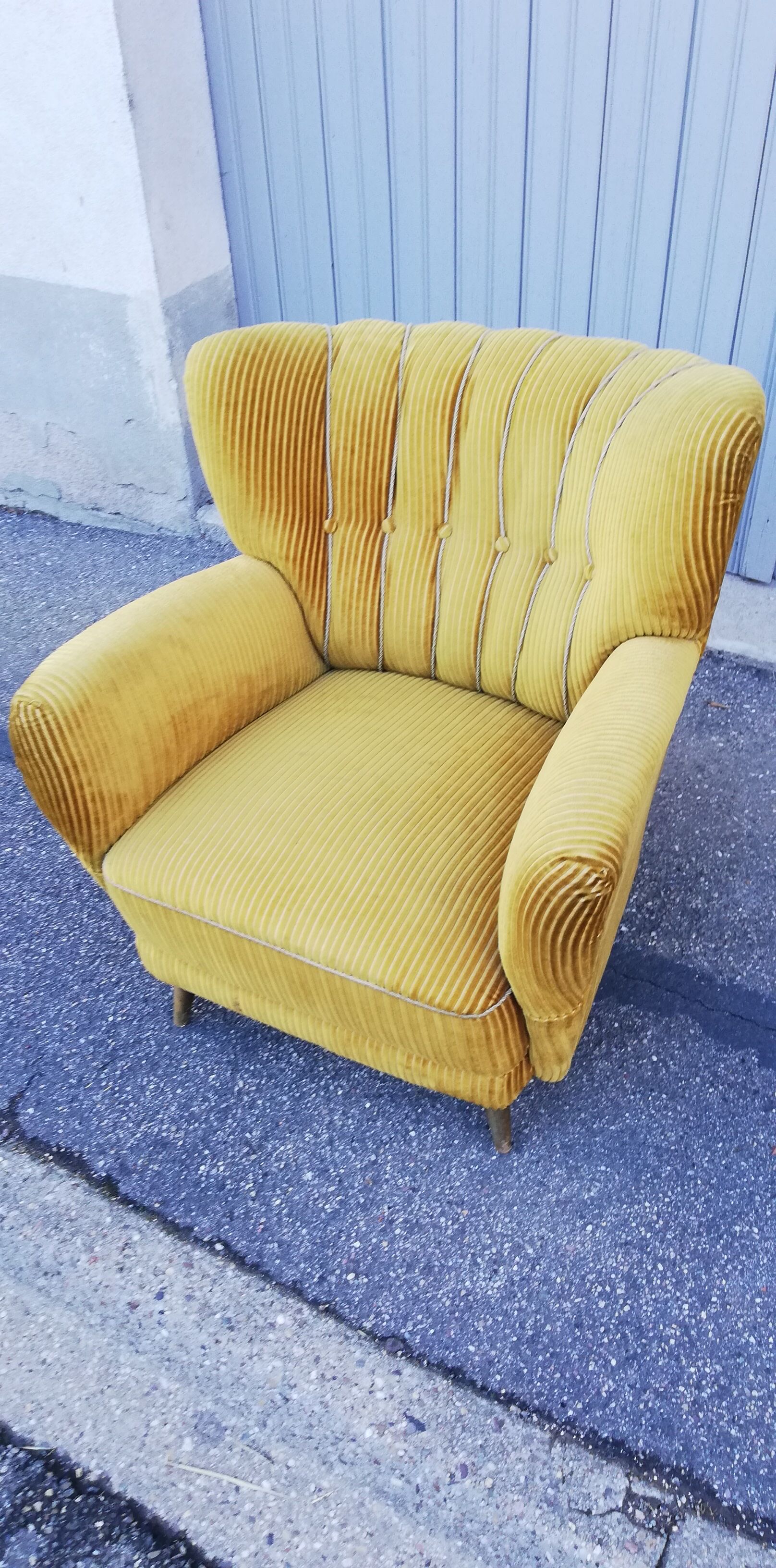 Vintage armchair yellow fabric