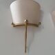 Pair of vintage wall lights, solid brass and ecru fabric, France 1980