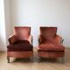 Pair of vintage terracotta velvet armchairs