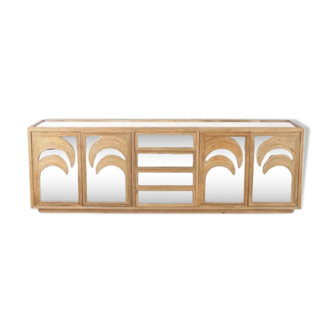 Rattan and mirrored “palm tree” sideboard