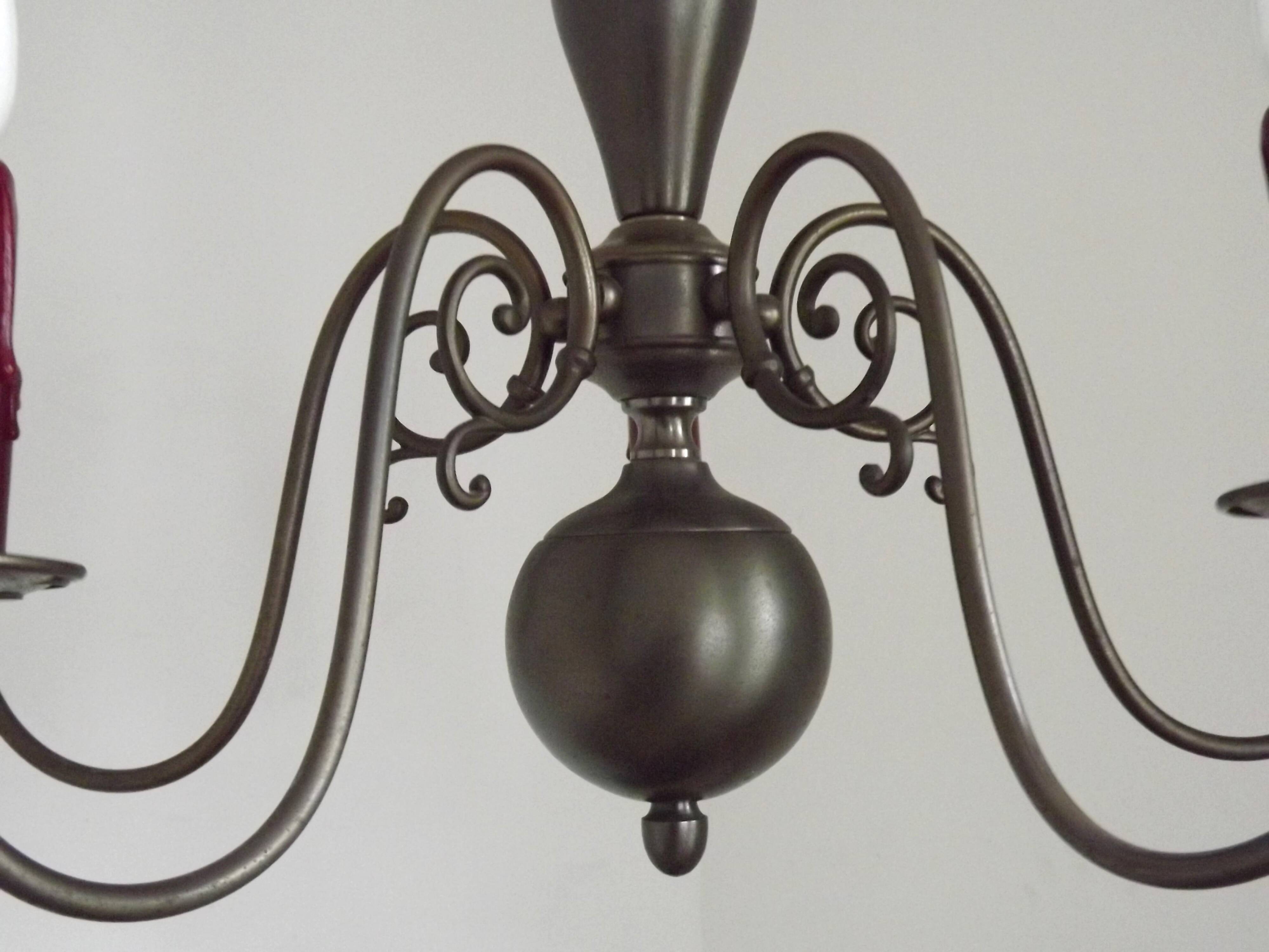 Five-light Flemish chandelier in silver-plated metal 5181
