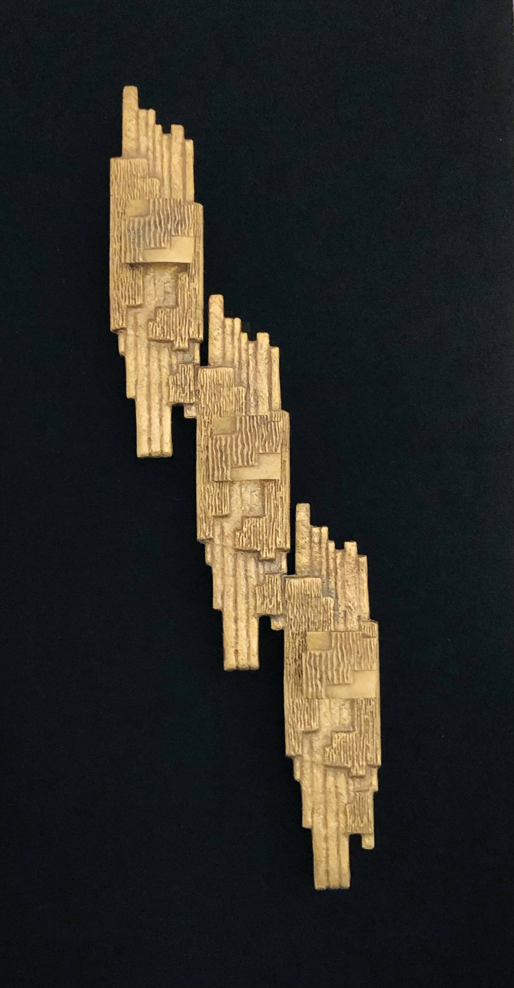 Applique brutaliste en bronze par Maxime Delo, Italie années 70