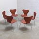 'Series 7' chairs in cognac leather by Arne Jacobsen for Fritz Hansen, 1955