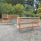 Vintage rattan bed and bedside