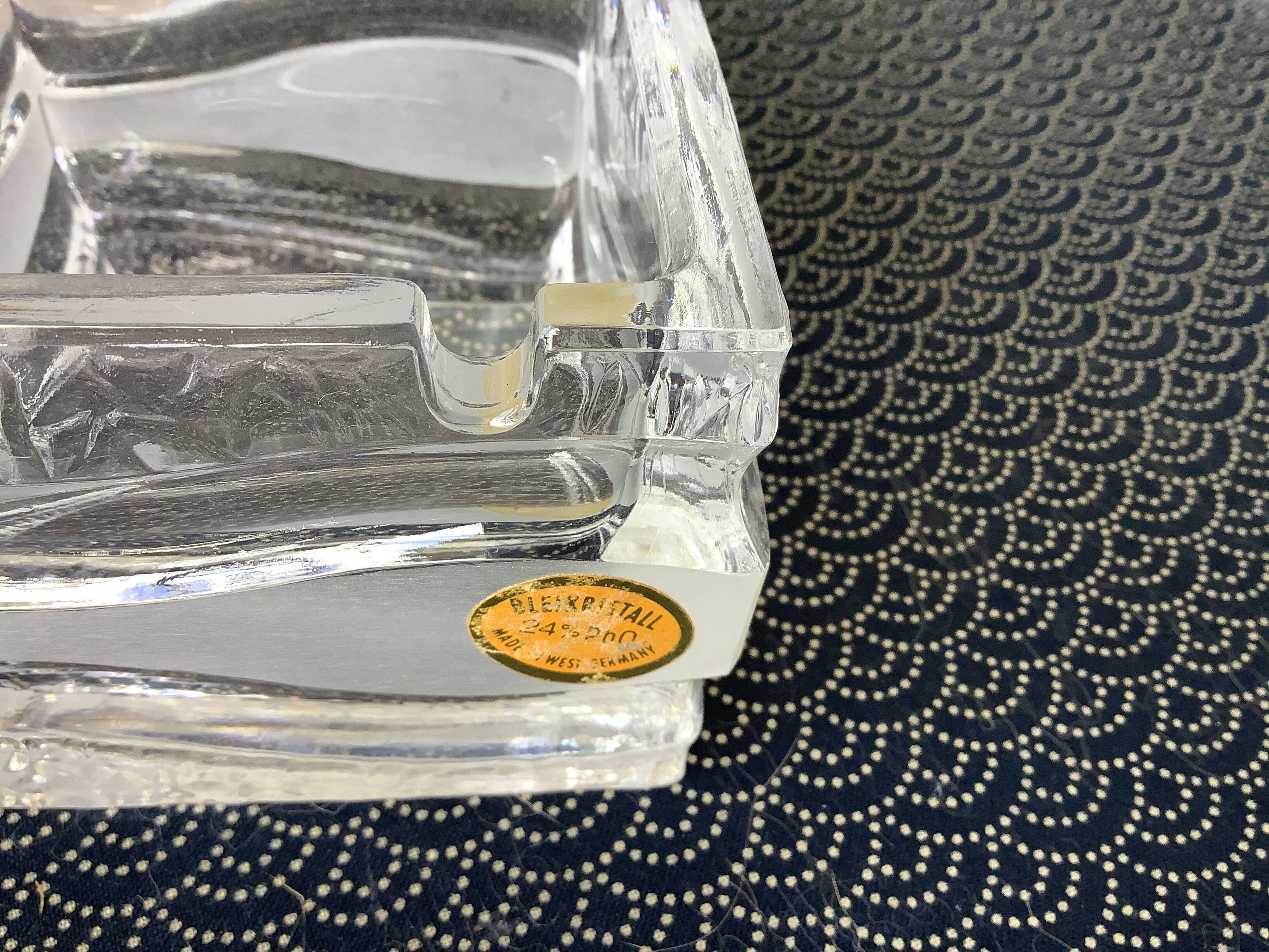 Bleikristall West Germany Modernist Design Crystal Ashtray - Cigar Ashtray