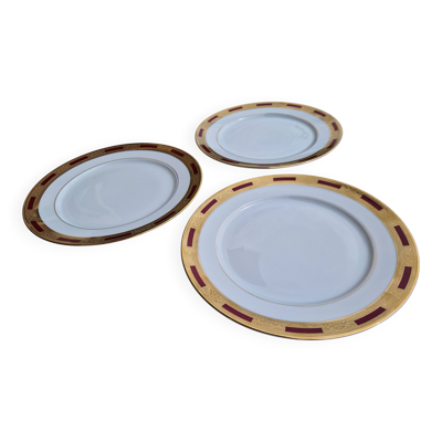 Assiettes en porcelaine fine, modèle Arc de Triomphe, La Table Impériale