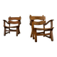 Paire de fauteuils lounge brutalistes en chêne massif par Dittmann & Co., 1970s