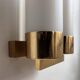 Vintage double wall lamp, brass and opaline, Leuchten Neuhaus Germany 1960