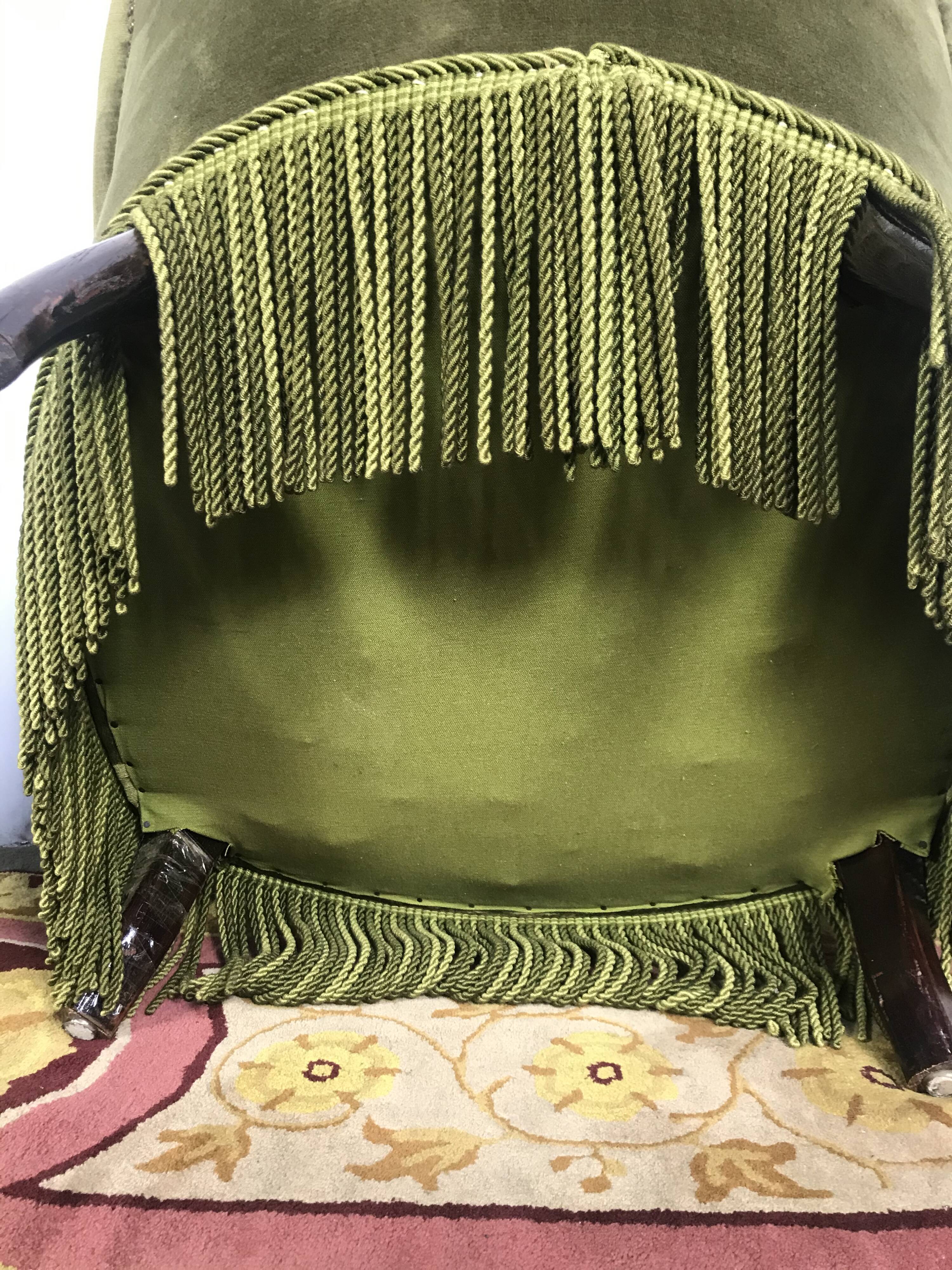 Paire de fauteuils crapaud velours Kaki