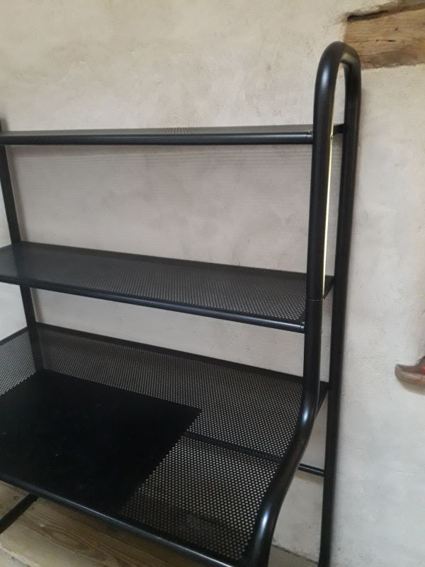 Desk shelves metal black vintage 80s