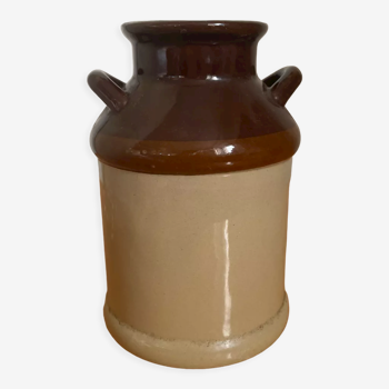 Old two-tone brown and beige stoneware pot