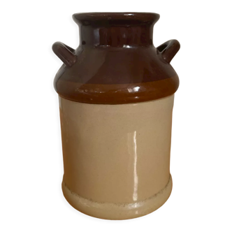 Old two-tone brown and beige stoneware pot