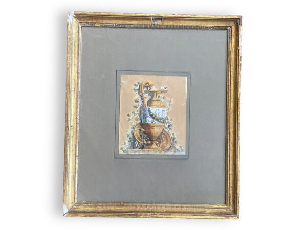 Aquarelle XIXeme Fontaine à l'Antique Signée H. Lozé