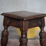 Antique wooden stool in Elizabethan English style, occasional stool