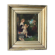 Jean-Baptiste Fouque (1819 - 1880) "Promenade au jardin" huile sur panneau