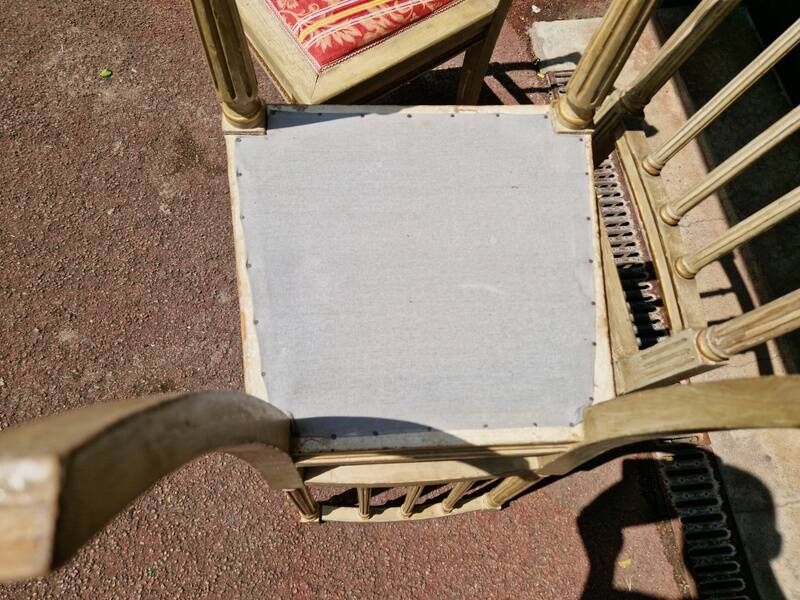 Set of 4 Louis XVI style chairs - In gray lacquered wood