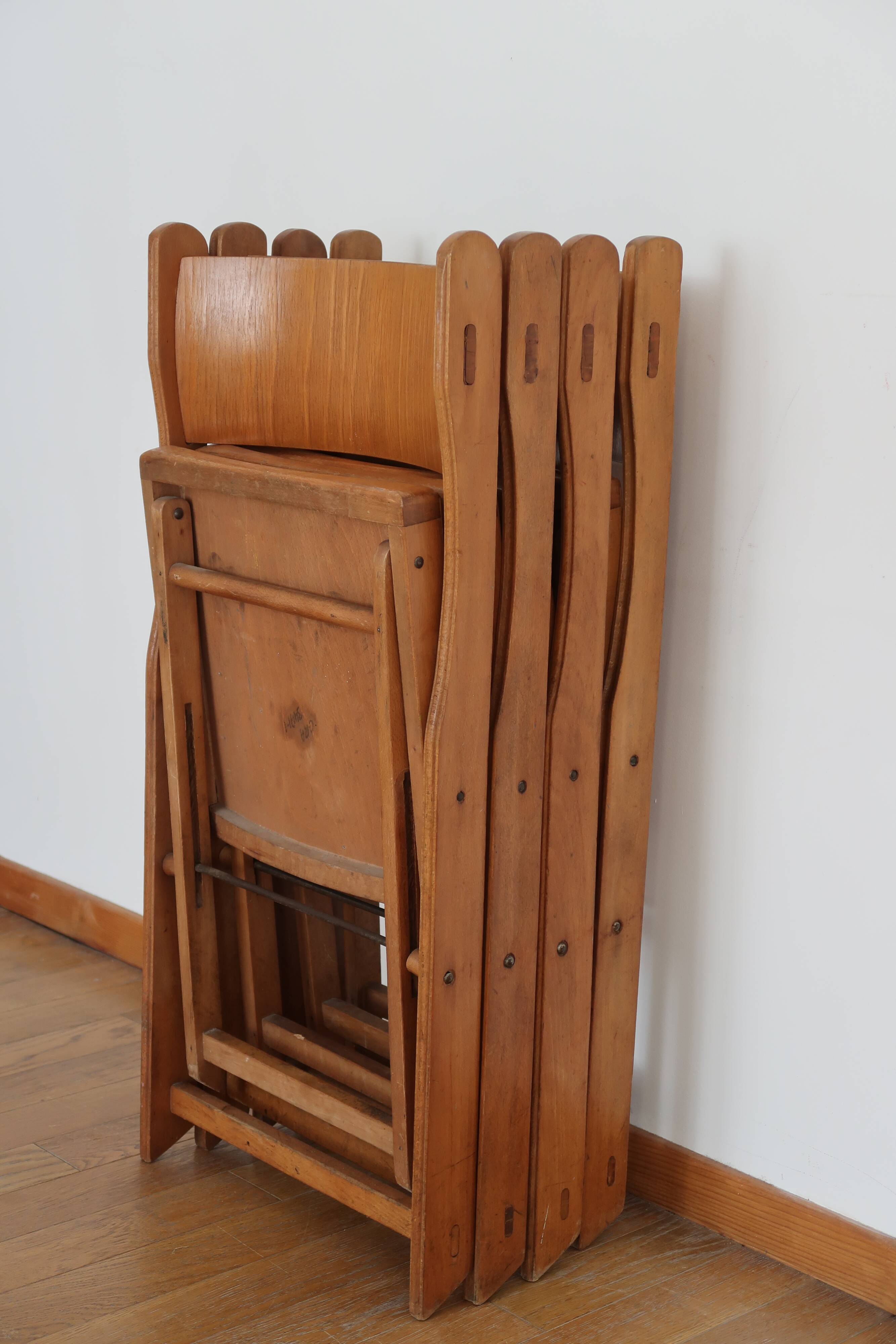 Set of 4 folding chairs in wood 70