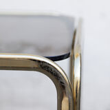 Metal coffee table Gold smoked top Italy 70