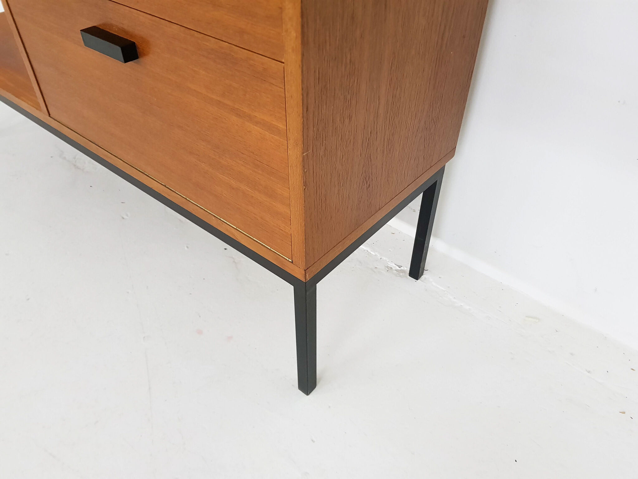 Mid-century teak hall way cabinet with mirror, The Netherlands 1950's