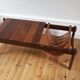 Table basse vintage palissandre et cuir Dujo Cuba 1970